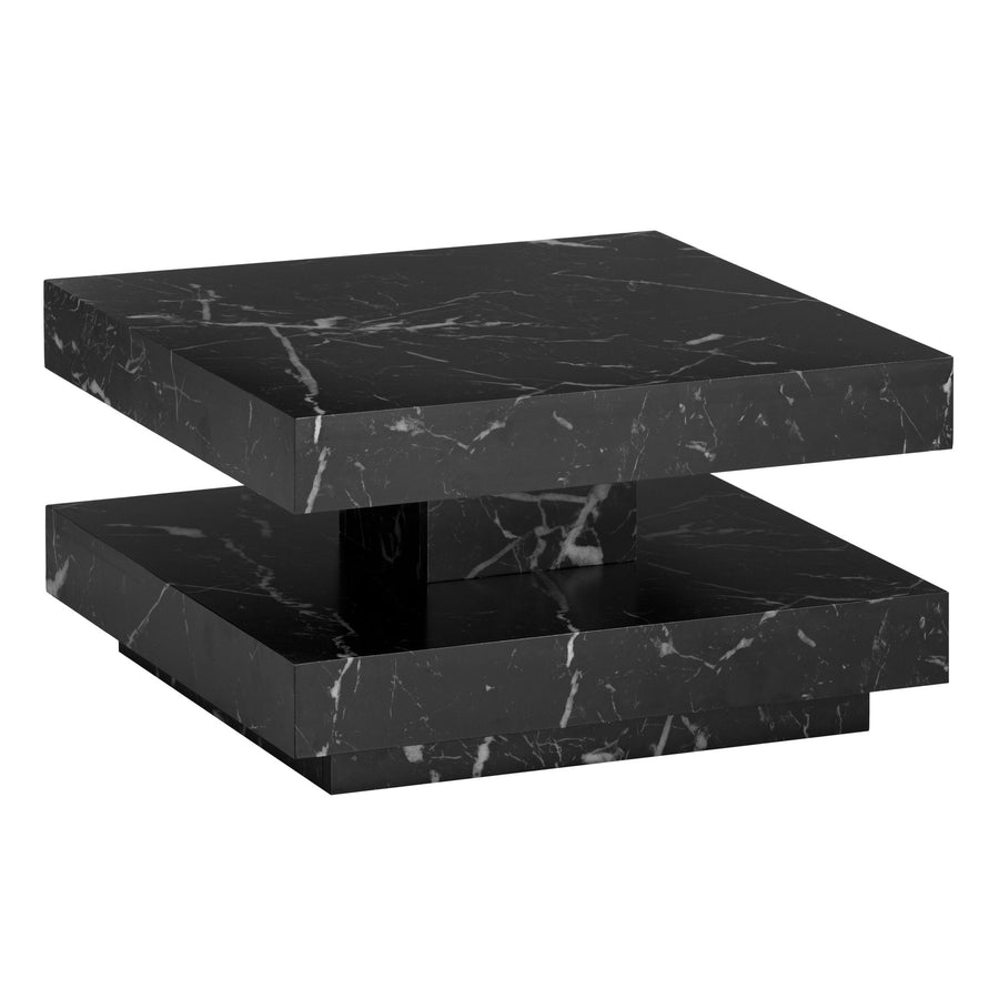 Couchtisch in Stein-Optik mit Stauraum, Modernes Design, Quadratisch
