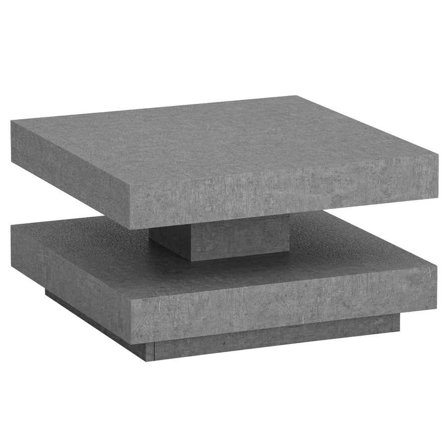 Couchtisch 60x60x34 cm Sandfarben Sofatisch in Stein-Optik Modern - Design Wohnzimmertisch mit Stauraum Quadratisch - Loungetisch  - Kaffeetisch Klein_