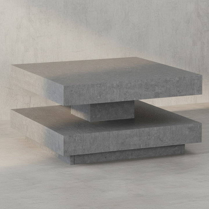 Couchtisch 60x60x34 cm Sandfarben Sofatisch in Stein-Optik Modern - Design Wohnzimmertisch mit Stauraum Quadratisch - Loungetisch  - Kaffeetisch Klein_