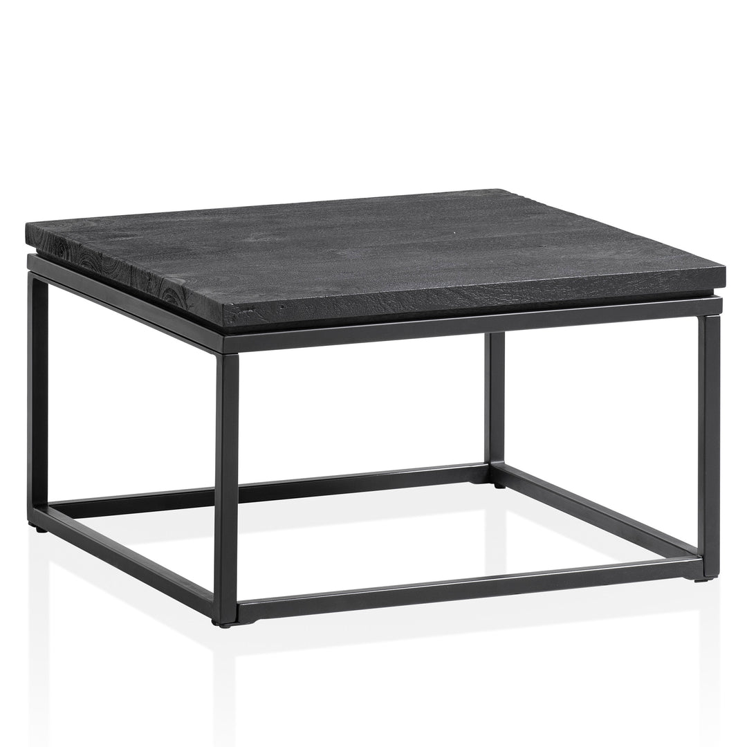 Couchtisch aus Mango Massivholz und Metall, Quadratisch, Natürliche Holzmaserung, Moderner Stil