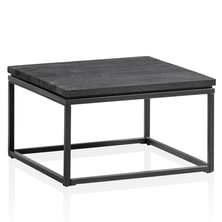Couchtisch aus Mango Massivholz und Metall, Quadratisch, Natürliche Holzmaserung, Moderner Stil