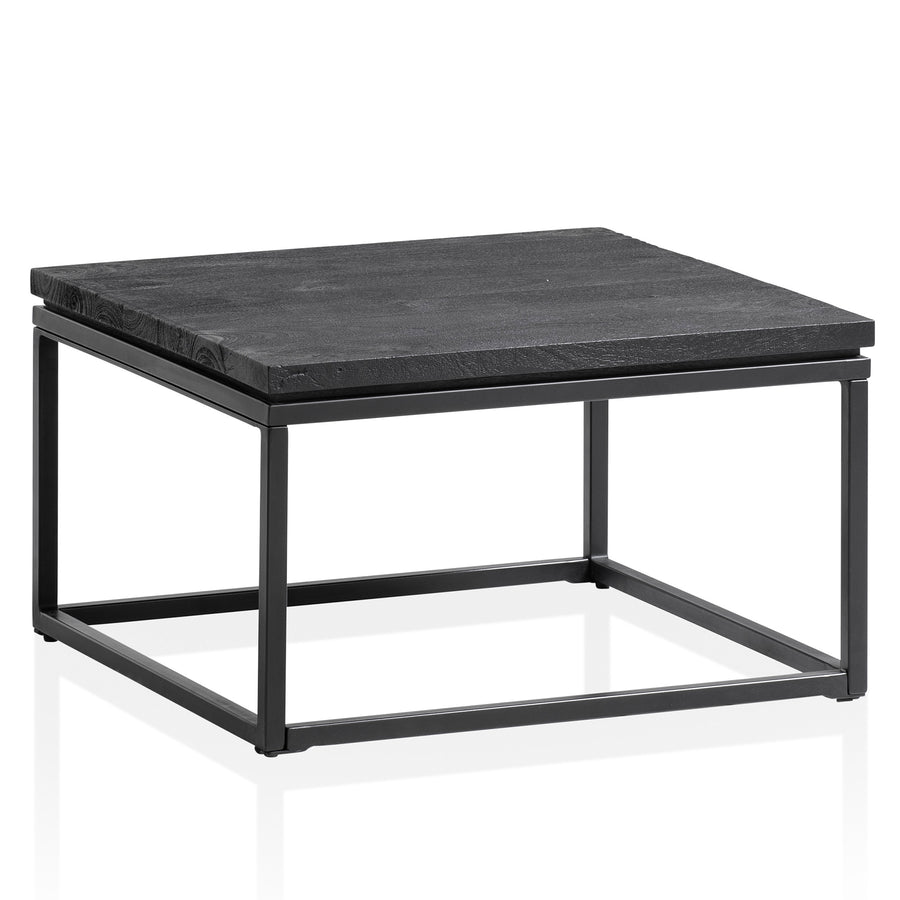 Couchtisch aus Mango Massivholz und Metall, Quadratisch, Natürliche Holzmaserung, Moderner Stil