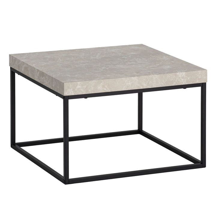 Couchtisch in Stein-Optik mit Metallbeinen im modernen Design