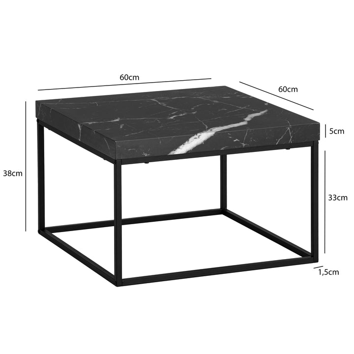 Couchtisch in Stein-Optik mit Metallbeinen im modernen Design