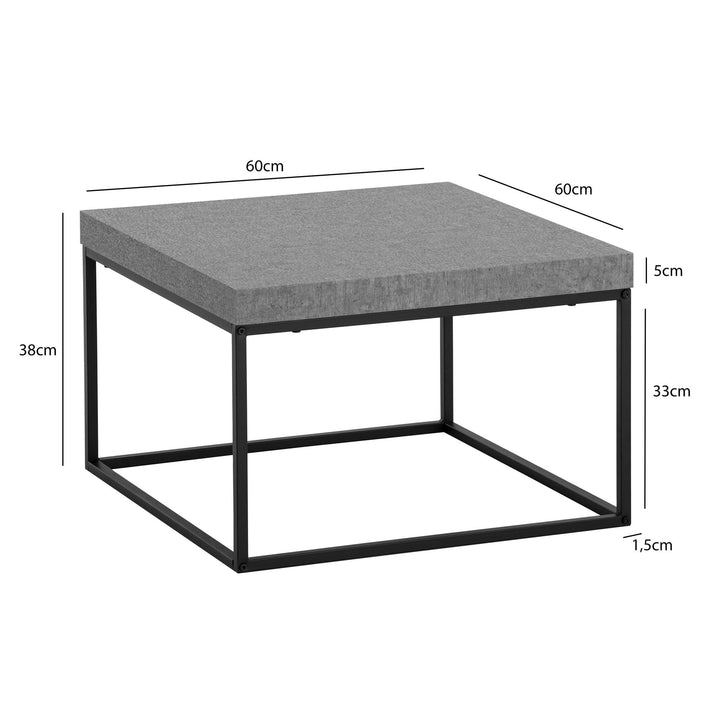Couchtisch in Stein-Optik mit Metallbeinen im modernen Design