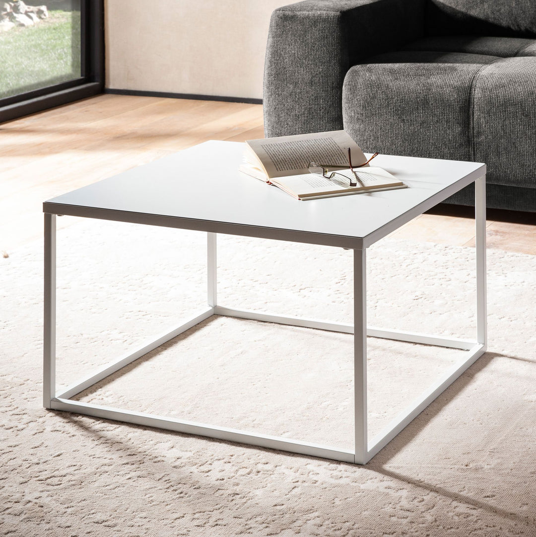 Couchtisch Weiß Metall Industrial 60x60x40 cm, Quadratisch