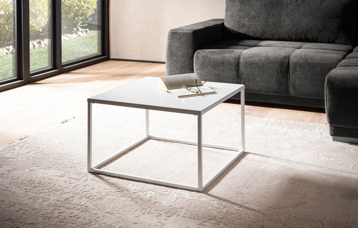 Couchtisch Weiß Metall Industrial 60x60x40 cm, Quadratisch