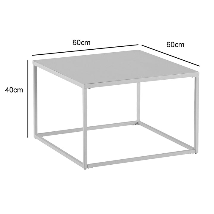 Couchtisch Weiß Metall Industrial 60x60x40 cm, Quadratisch