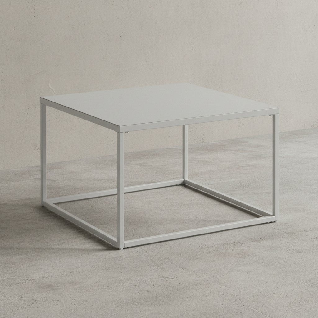 Couchtisch 60x60x40 cm Metall Wohnzimmertisch Industrial Weiß - Sofatisch Quadratisch - Loungetisch Kaffeetisch Stahl - Beistelltisch Quadratisch_