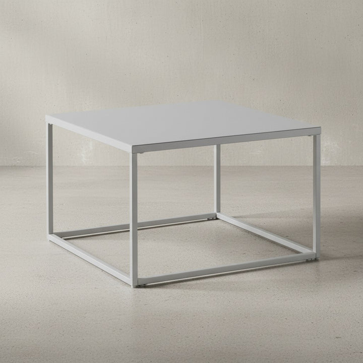Couchtisch 60x60x40 cm Metall Wohnzimmertisch Industrial Weiß - Sofatisch Quadratisch - Loungetisch Kaffeetisch Stahl - Beistelltisch Quadratisch_