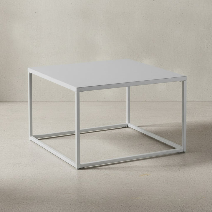 Couchtisch 60x60x40 cm Metall Wohnzimmertisch Industrial Weiß - Sofatisch Quadratisch - Loungetisch Kaffeetisch Stahl - Beistelltisch Quadratisch_