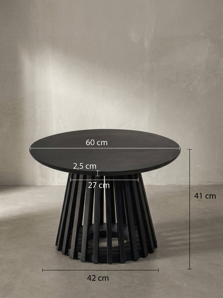 Technisches Maßbild des Couchtisches mit genauen Abmessungen: 60 cm Durchmesser und 41 cm Höhe, für die präzise Raumplanung im Wohnzimmer._