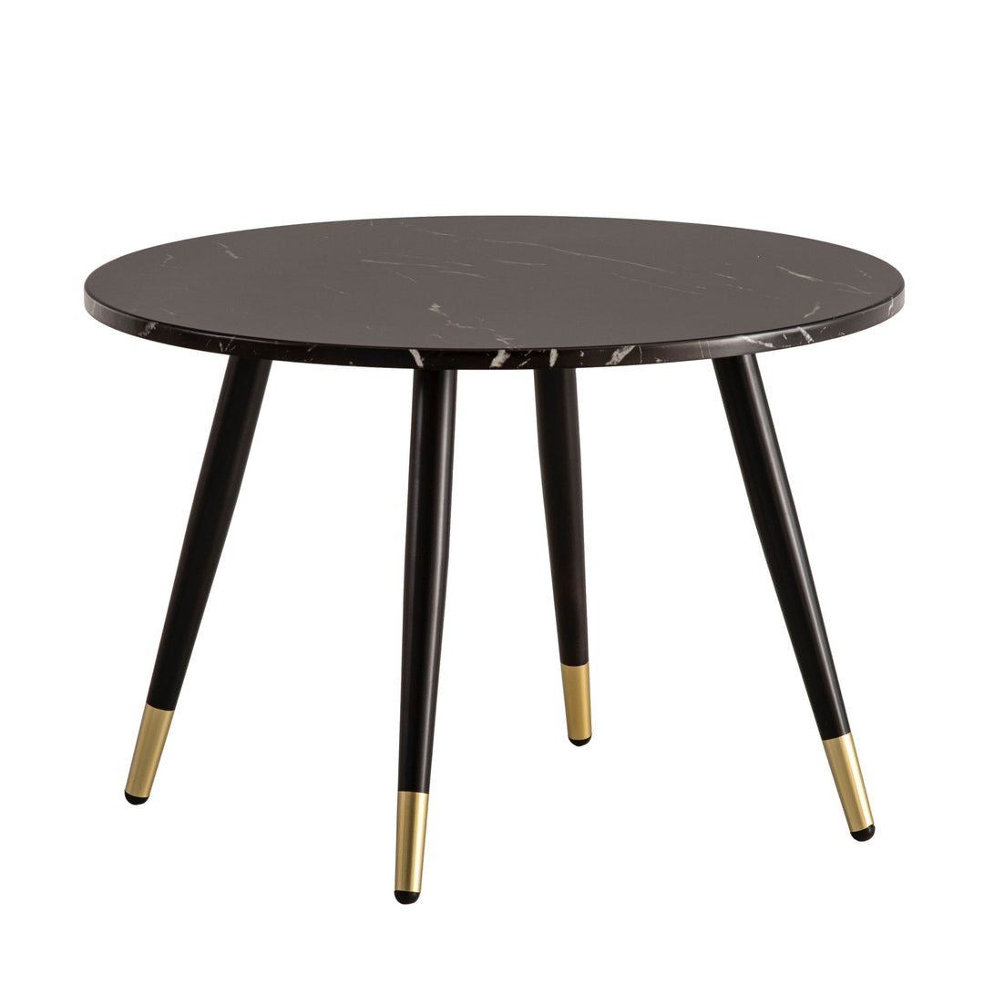 Couchtisch mit Marmor Optik, Modernes Design, Metall-Gestell, Runde Form