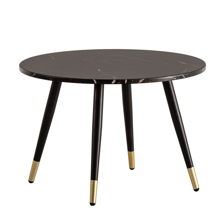 Couchtisch mit Marmor Optik, Modernes Design, Metall-Gestell, Runde Form