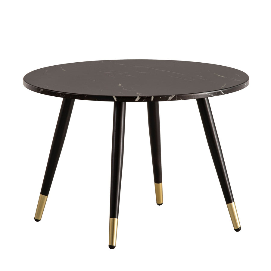 Couchtisch mit Marmor Optik, Modernes Design, Metall-Gestell, Runde Form
