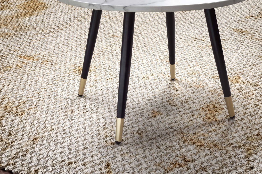 Couchtisch mit Marmor Optik, Modernes Design, Metall-Gestell, Runde Form