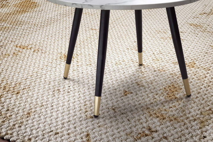Couchtisch mit Marmor Optik, Modernes Design, Metall-Gestell, Runde Form