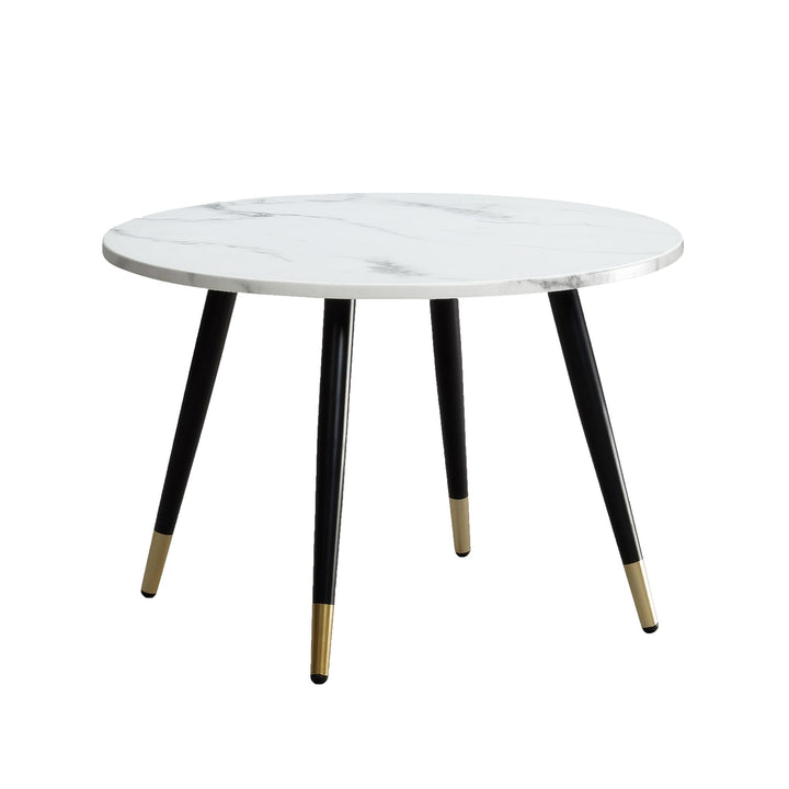 Couchtisch mit Marmor Optik, Modernes Design, Metall-Gestell, Runde Form