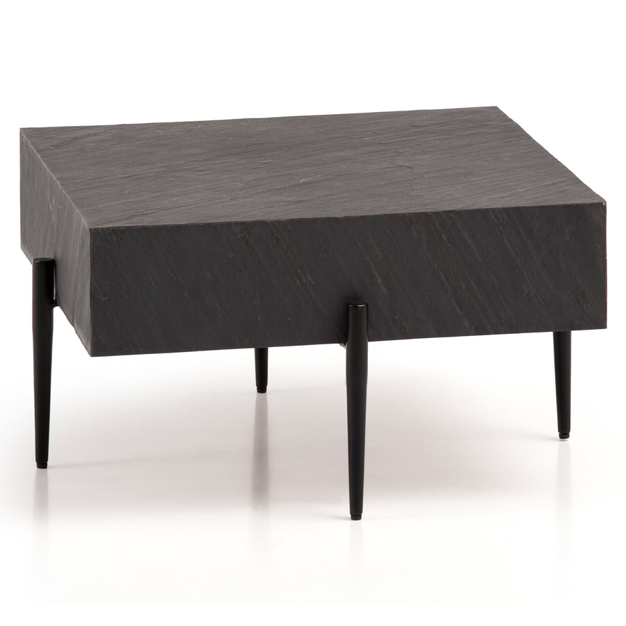 Couchtisch Quadratisch Anthrazit Steinoptik Metall 64x64x35 cm Modern Massiv