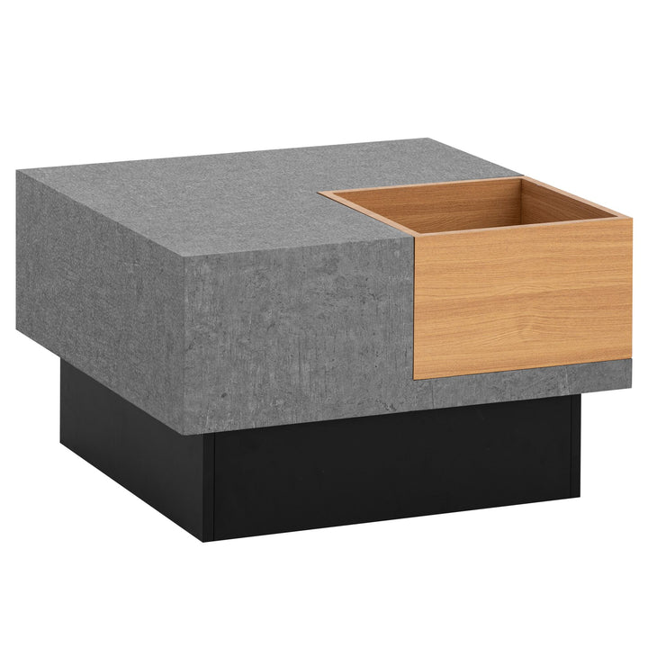 Couchtisch in Grau mit Beton-Optik, integriertem Stauraum, 65x65x40 cm