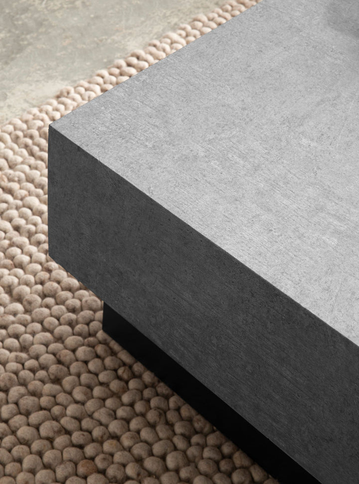 Couchtisch in Grau mit Beton-Optik, integriertem Stauraum, 65x65x40 cm