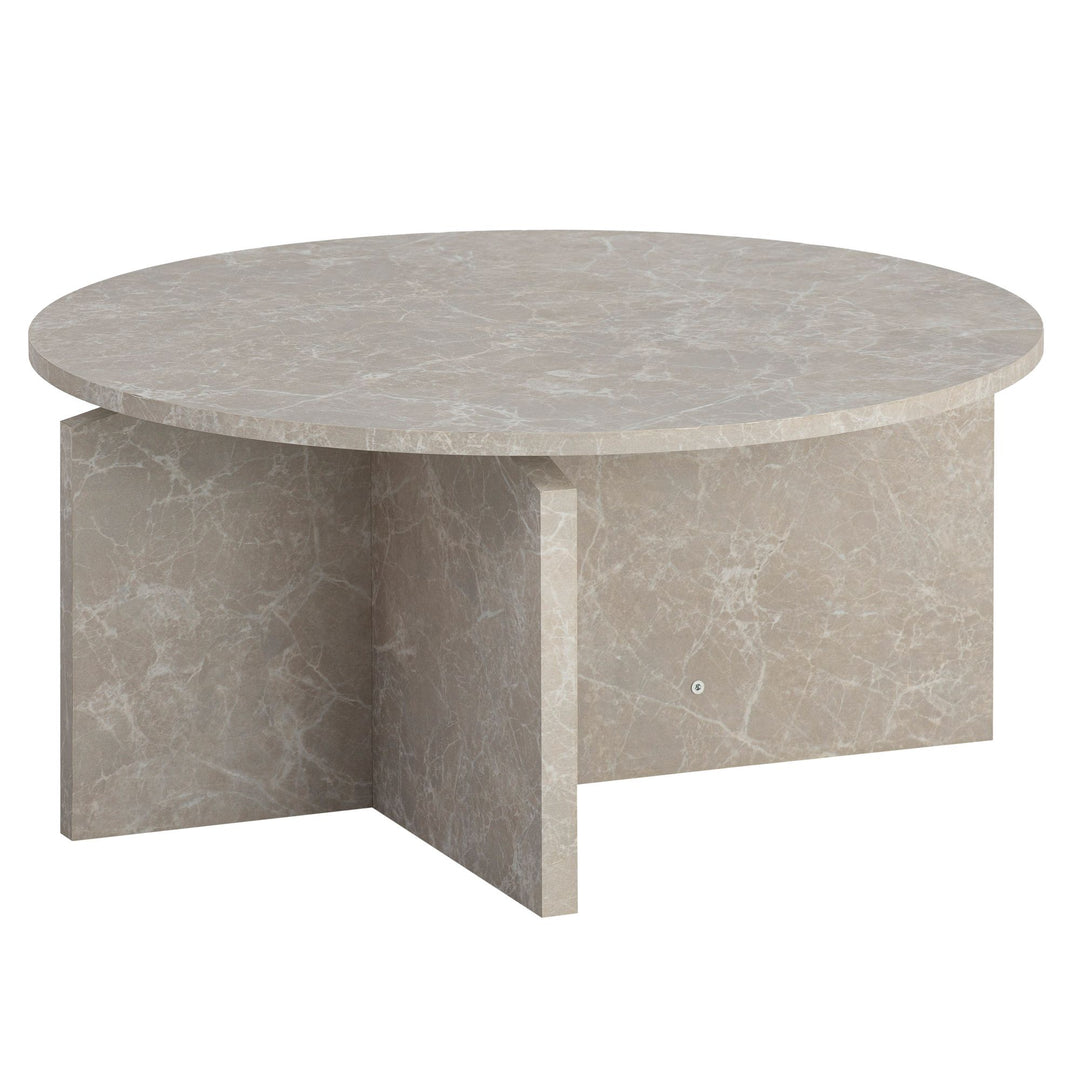 Couchtisch rund in Stein-Optik – modernes Design in Großformat