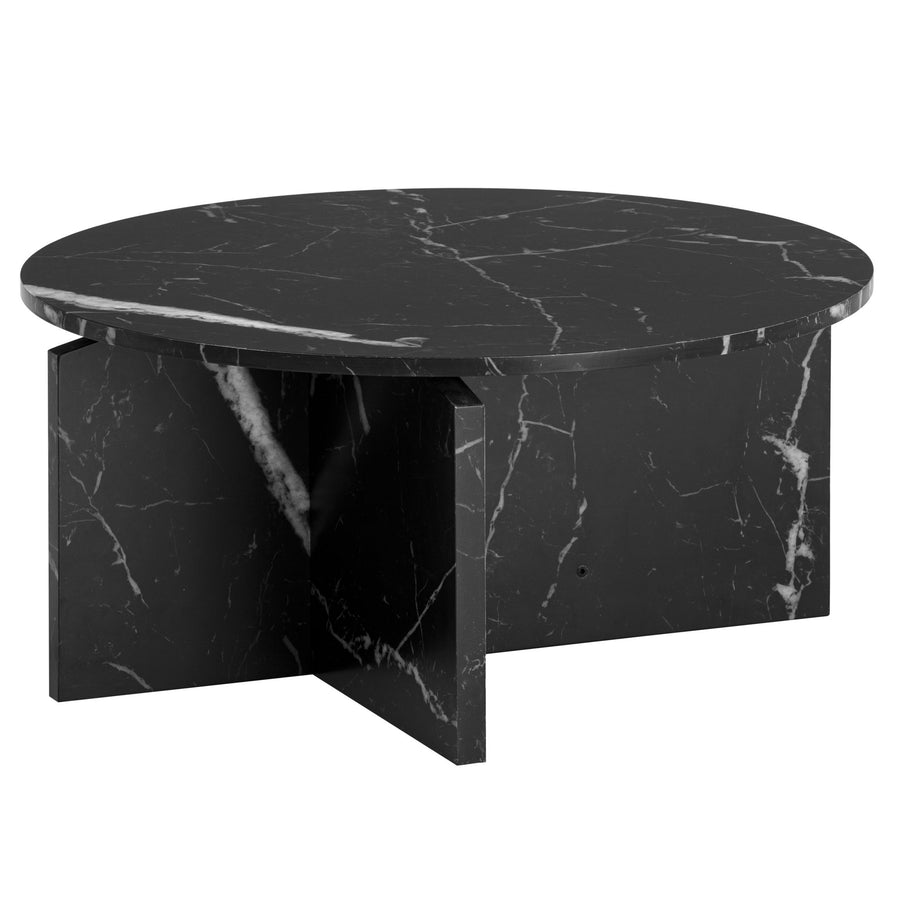 Couchtisch rund in Stein-Optik – modernes Design in Großformat