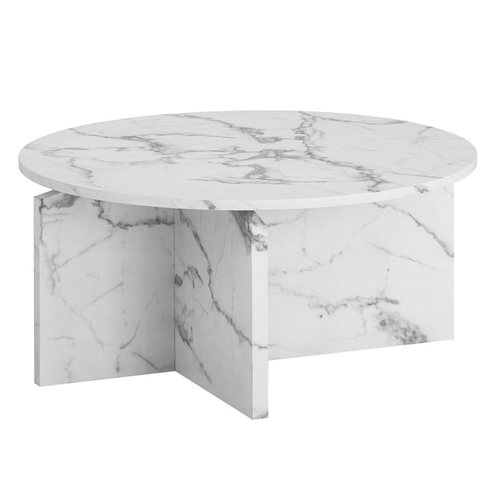 Couchtisch rund in Stein-Optik – modernes Design in Großformat
