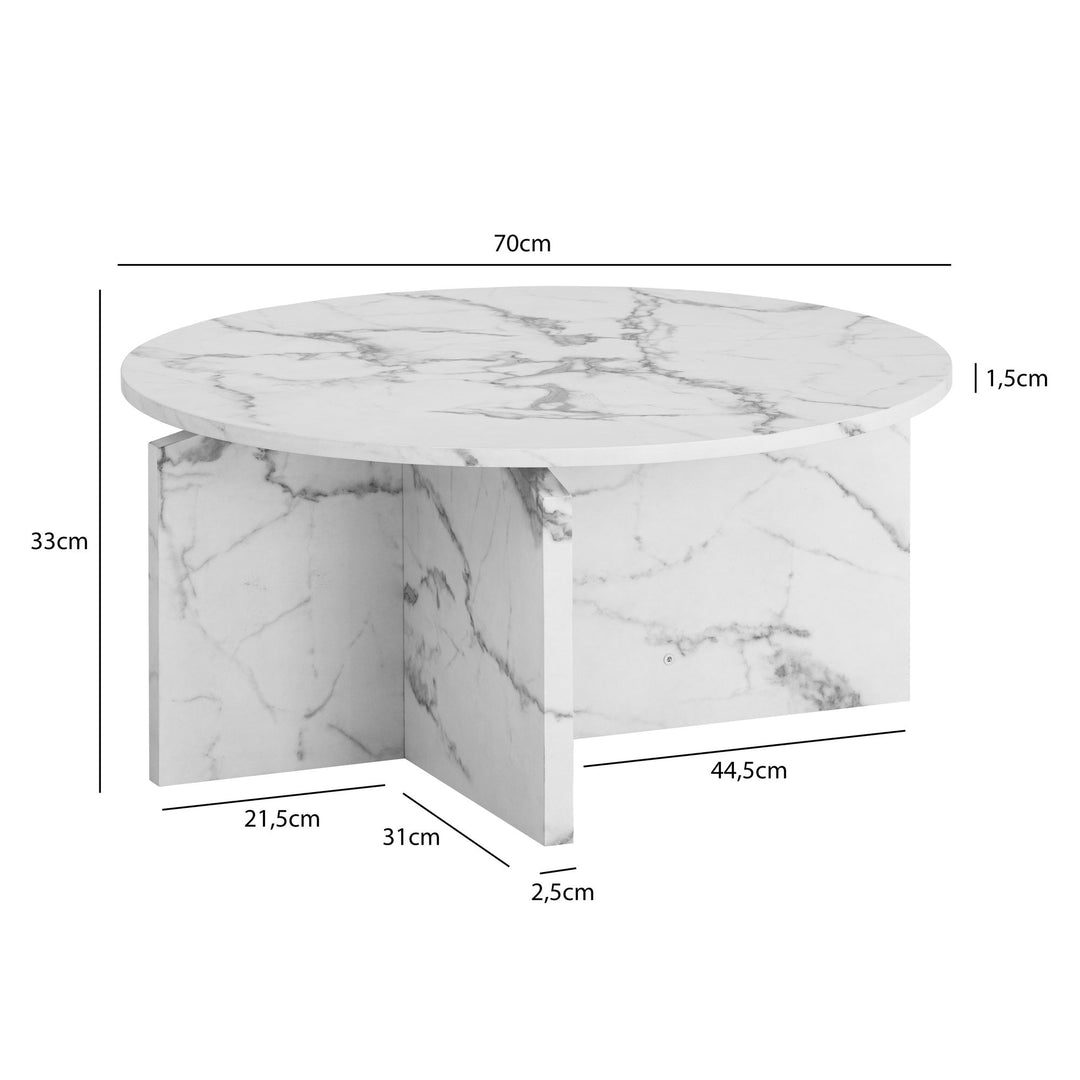 Couchtisch rund in Stein-Optik – modernes Design in Großformat