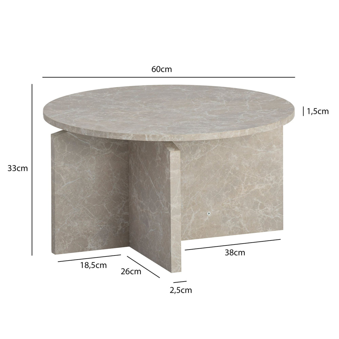 Couchtisch rund in Stein-Optik – modernes Design in Großformat