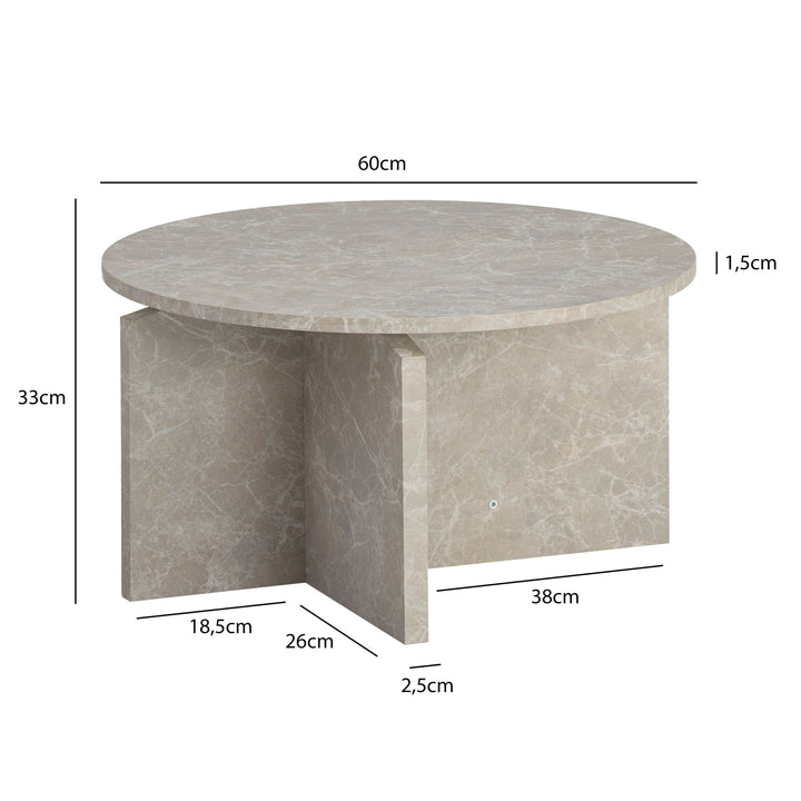 Couchtisch rund in Stein-Optik – modernes Design in Großformat