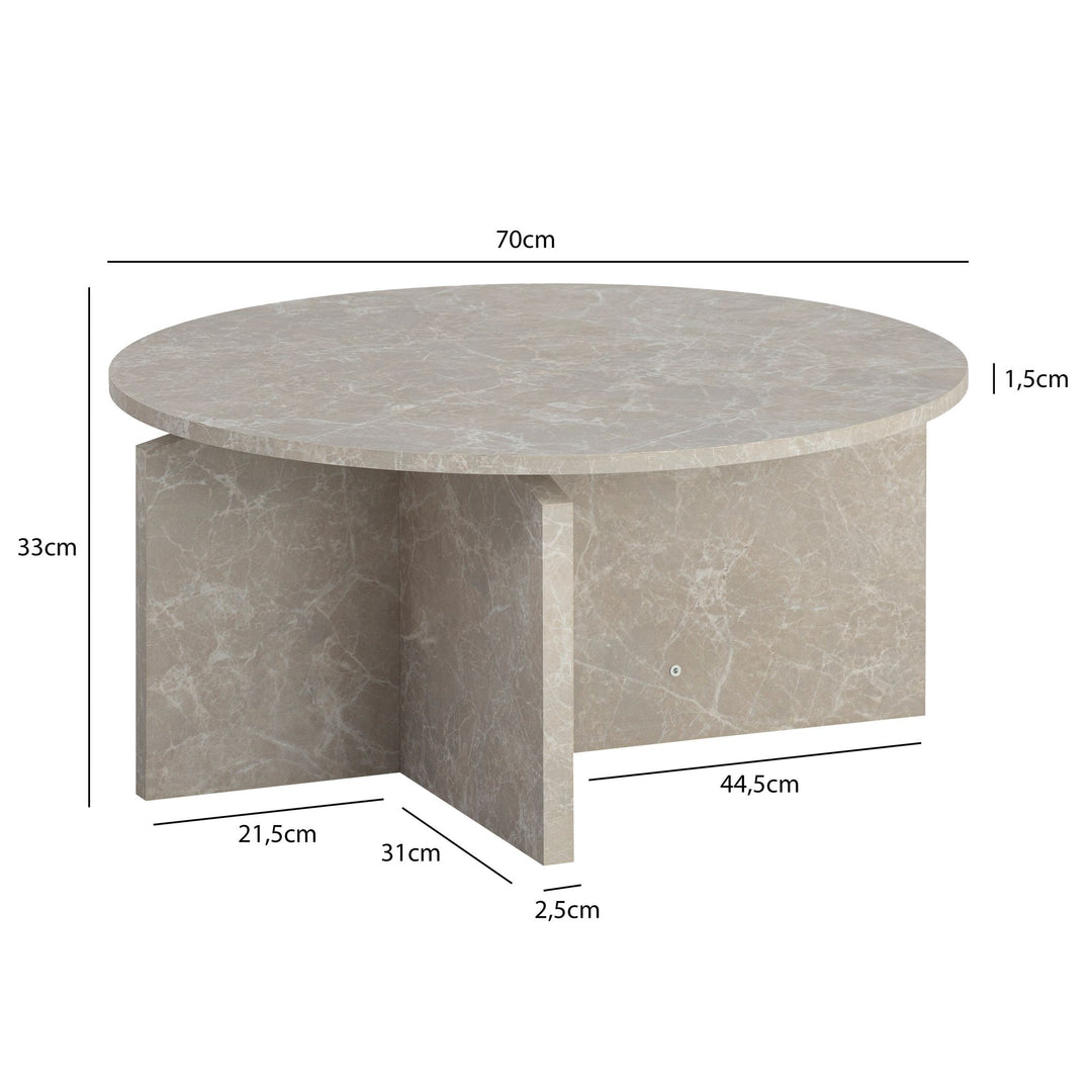 Couchtisch rund in Stein-Optik – modernes Design in Großformat