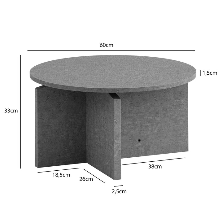 Couchtisch rund in Stein-Optik – modernes Design in Großformat
