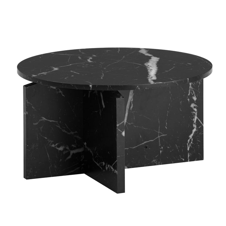 Couchtisch rund in Stein-Optik – modernes Design in Großformat