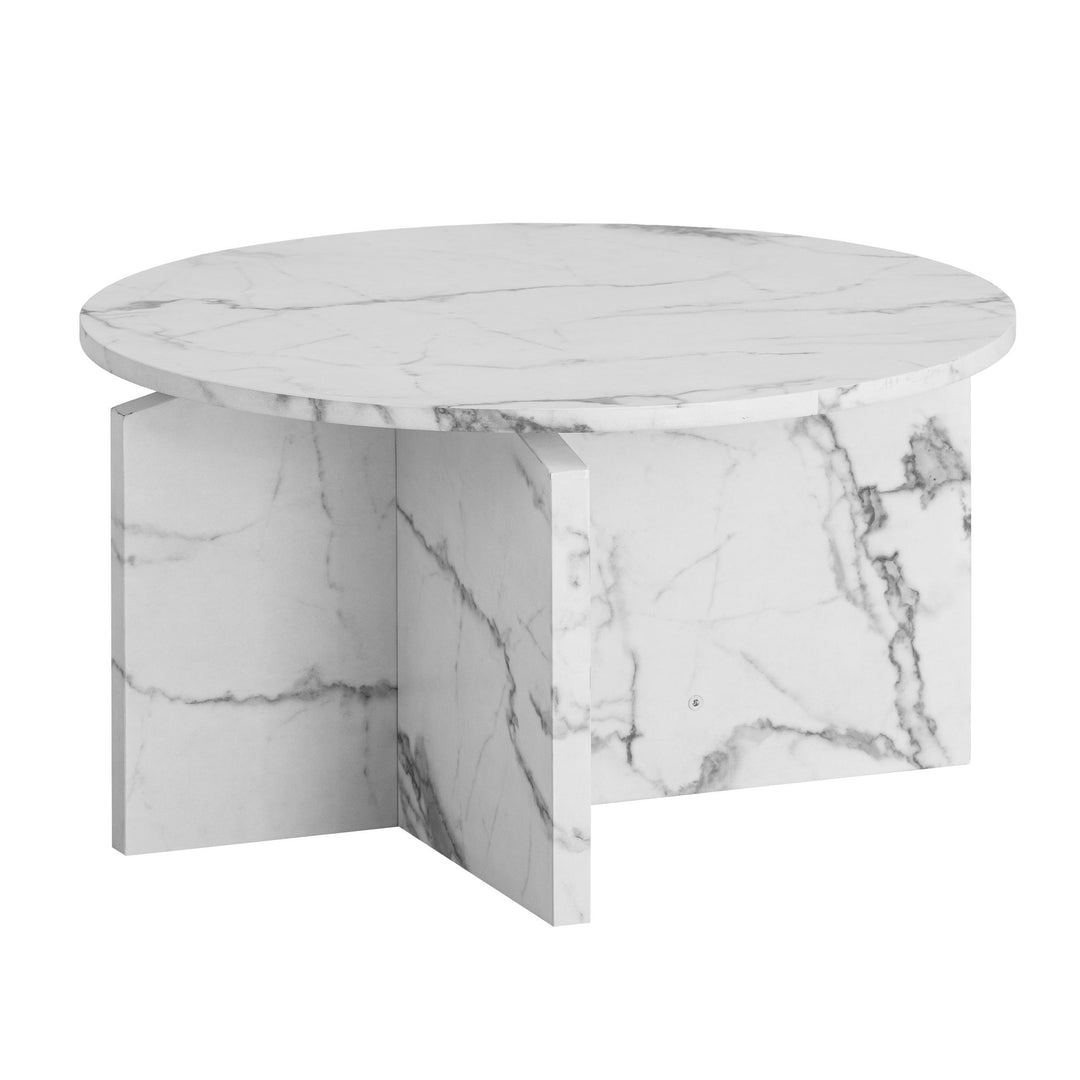 Couchtisch rund in Stein-Optik – modernes Design in Großformat