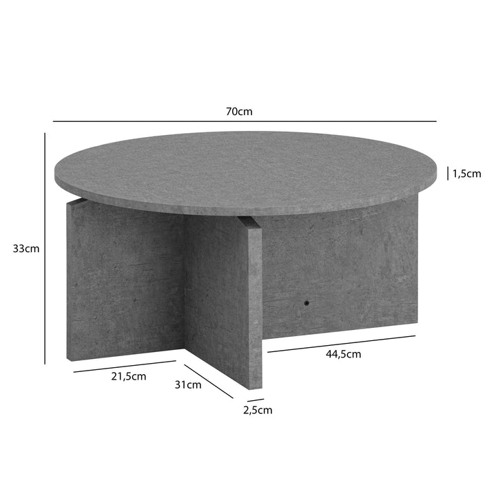 Couchtisch rund in Stein-Optik – modernes Design in Großformat
