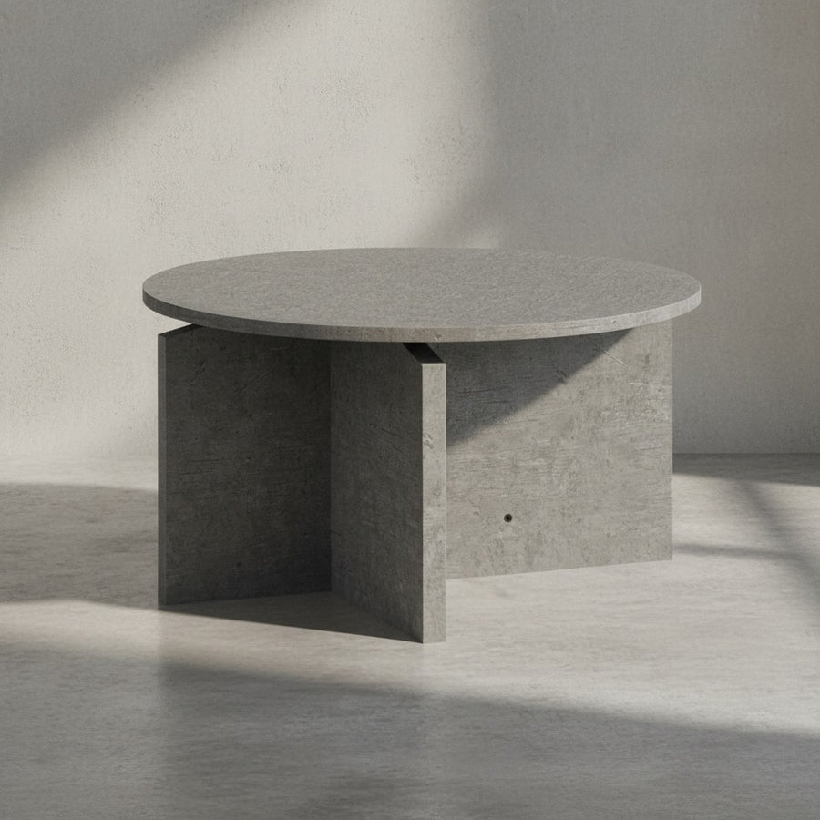 Couchtisch 70x70x33 cm Sandfarben Sofatisch in Stein-Optik Modern - Design Wohnzimmertisch Rund - Lounge  - Kaffeetisch Beistelltisch Groß_