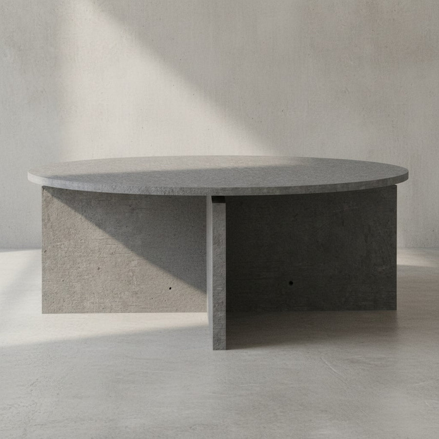 Couchtisch 70x70x33 cm Sandfarben Sofatisch in Stein-Optik Modern - Design Wohnzimmertisch Rund - Lounge  - Kaffeetisch Beistelltisch Groß_