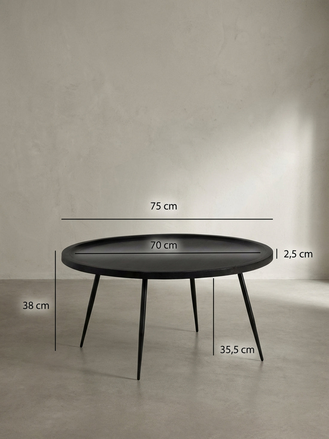Couchtisch Schwarz: Mangoholz Massivholz & Metall