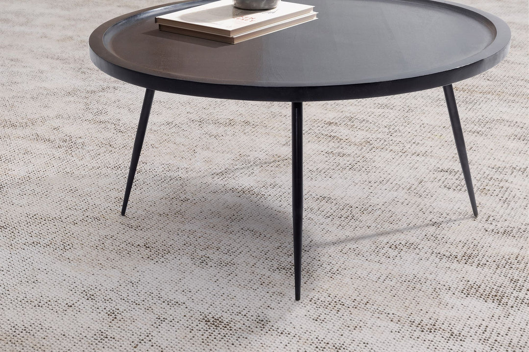 Couchtisch in Schwarz aus Metall und massivem Mangoholz mit natürlicher Maserung, 75x75x38 cm