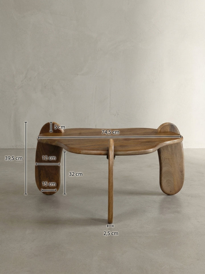 Couchtisch mit den exakten Maßen 78 x 78 x 39,5 cm, dargestellt in einer technischen Zeichnung zur einfachen Planung im eigenen Wohnzimmer._