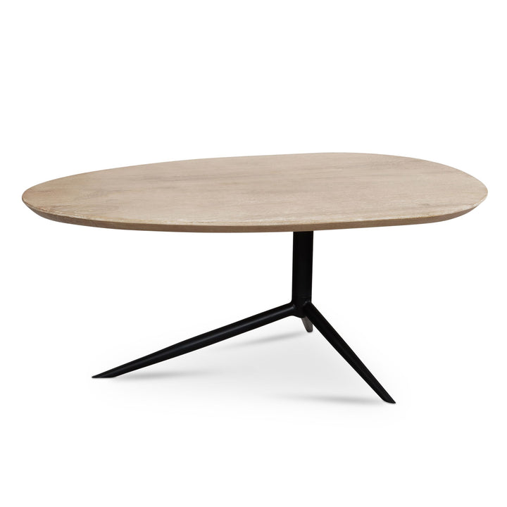 Couchtisch Weiß Getüncht Mango Massivholz Dreibein 86,5x49x36 cm