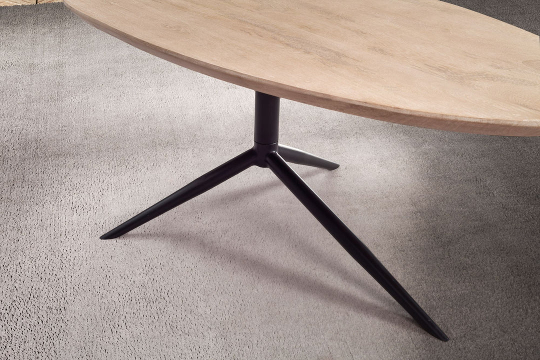 Couchtisch Weiß Getüncht Mango Massivholz Dreibein 86,5x49x36 cm