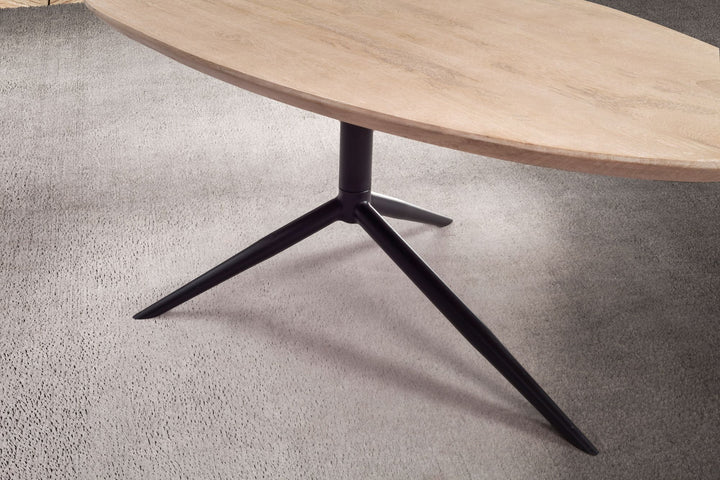 Couchtisch Weiß Getüncht Mango Massivholz Dreibein 86,5x49x36 cm