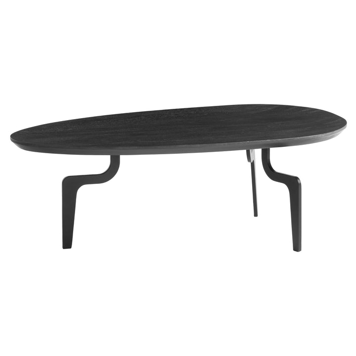 Couchtisch in Schwarz aus massivem Mangoholz, niedriges Design, 86x50x30 cm