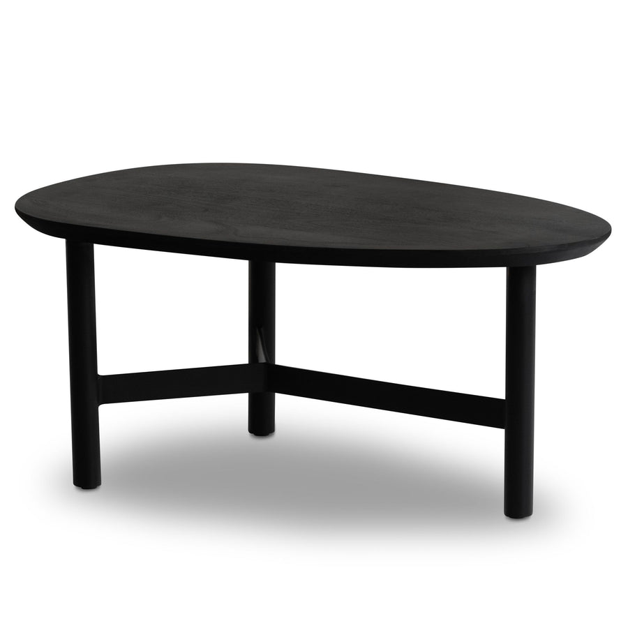 Couchtisch Mango Massivholz in Schwarz, Nierenform, 86x50x37 cm