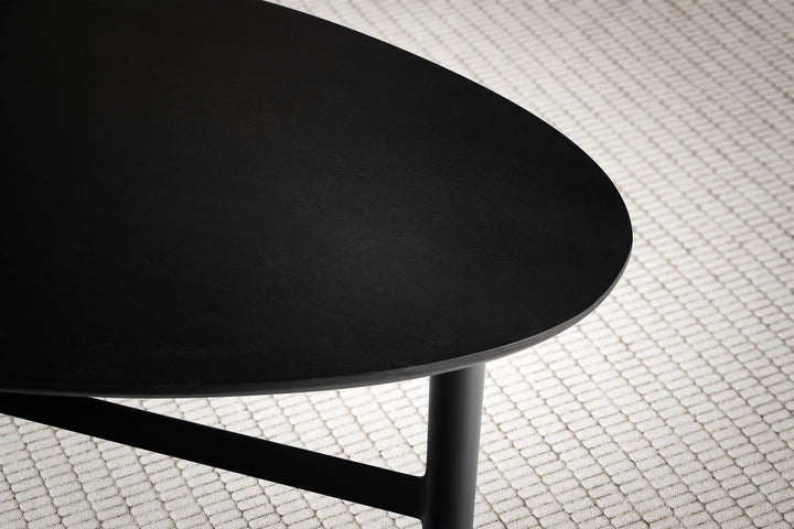 Couchtisch Mango Massivholz in Schwarz, Nierenform, 86x50x37 cm