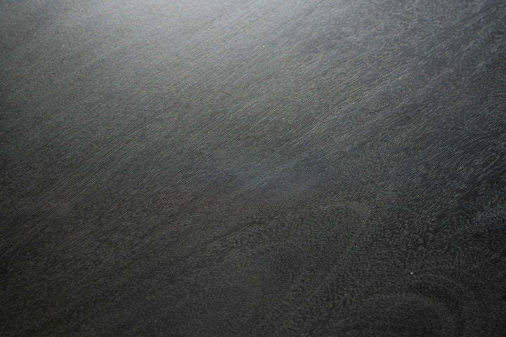 Couchtisch Mango Massivholz in Schwarz, Nierenform, 86x50x37 cm