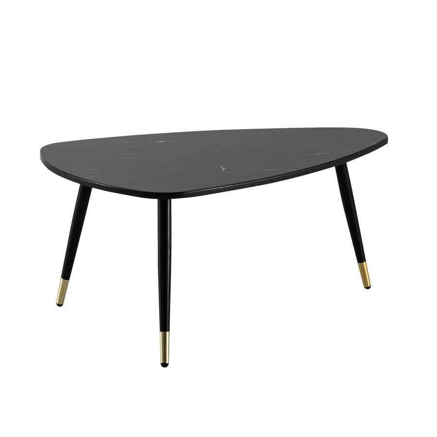 Couchtisch mit Marmor Optik, Dreibein, Metall-Gestell, Dreieckig