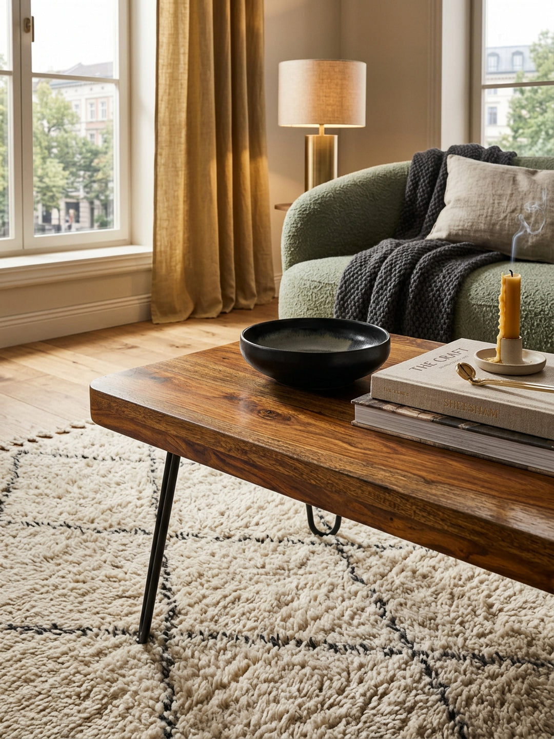 Couchtisch BALU Massivholz_ Rechteckig_ Metallbeine_ handgefertigt_ einzigartige Maserung - KADIMA DESIGN_Farbe_ Braun_ Größe_ 115x60x40 cm_